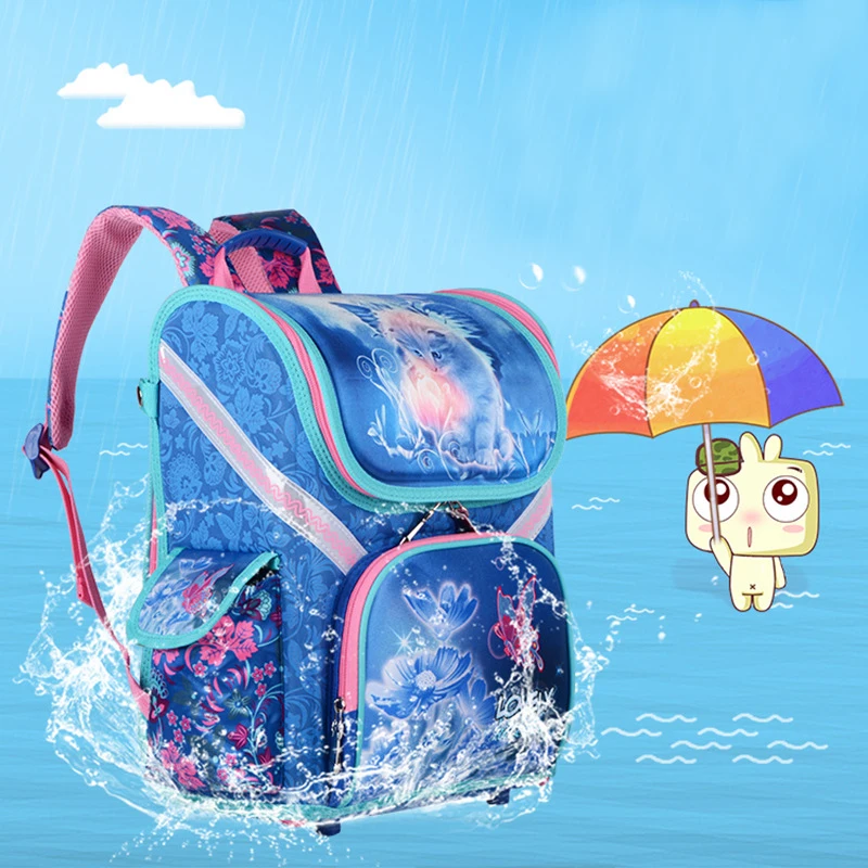 Рюкзак для девочек начальной школы, классный Детский рюкзак с единорогом и цветочным рисунком на молнии, ортопедический школьный портфель