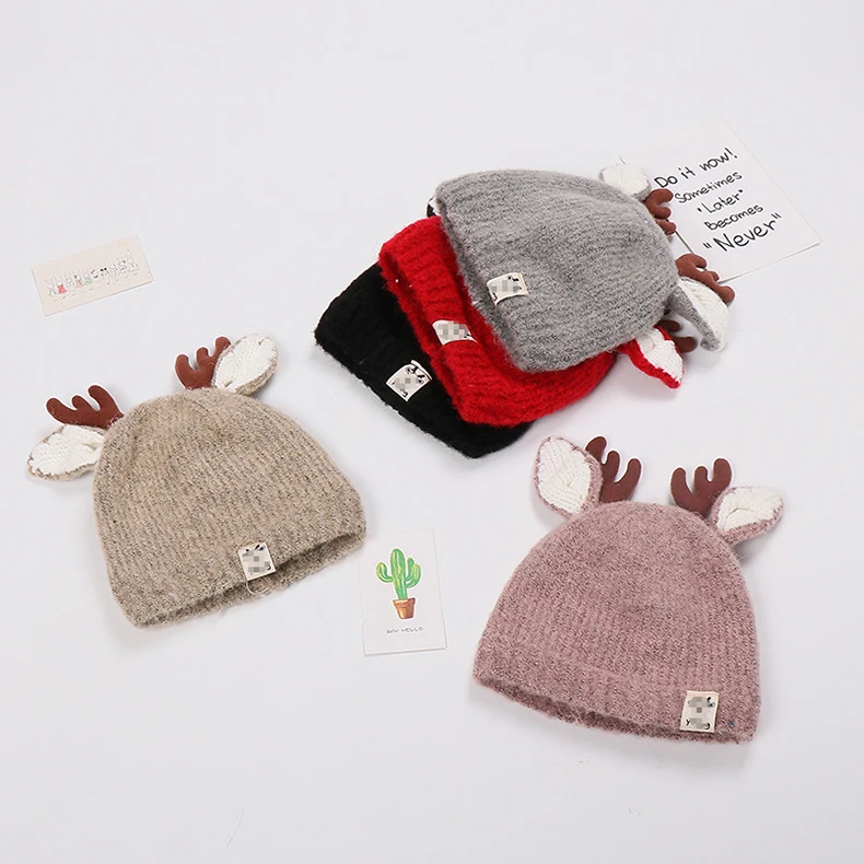 christmas Elk hat With ears winter Autumn warm Windbreak women/men beanies kids Hat skullies caps For 1-4 years old