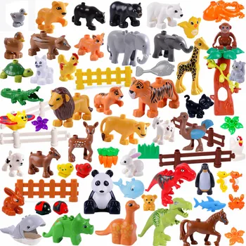 

Animal Model Compatible With Duploed Animals Series Big Building Blocks Black Cat Dog Lion and Tiger Elephant Toys for Childrens