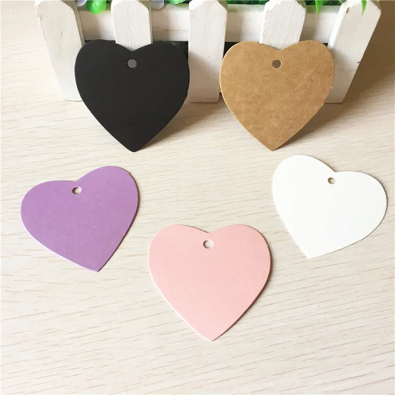 

1000Pcs 5 Colors Love Heart Shape Wedding Gift Diy Name Hang Labels Card Luggage Kraft Paper Packaging Boxes Price Tags