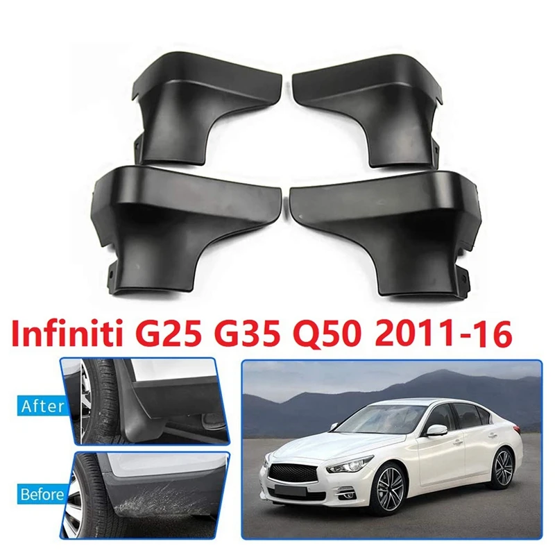 2X Front Fender Splash Mud Flaps Guard Mudguards Black for Infiniti Q50