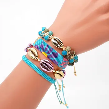 

ZHONGVI MIYUKI Bracelets shell tassel female bracelet set Miyuki beads woven Bracelets matching sun flower bracelet For Women