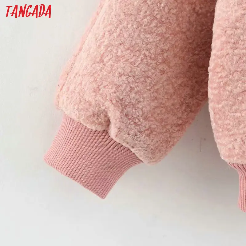 Tangada, Женские флисовые плюшевые пальто, куртка, черная, свободная, с длинным рукавом, с карманом, на молнии, Дамское, элегантное, осеннее, зимнее пальто, 3Z77