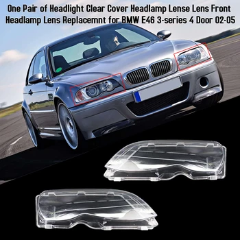 

1pair Car Headlight Lens Glass Lampcover Cover Lampshade Shell Auto Car Accessories Clear for BMW E46 3-series 4 Door 02-05
