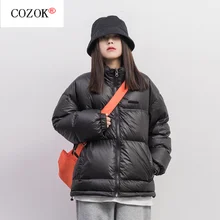 2021 Winter New Light and Thin Down Jacket Women's Short Shiny Winter Stand-up Collar Fashion Ladies Jacket Casual Cotton Jacket