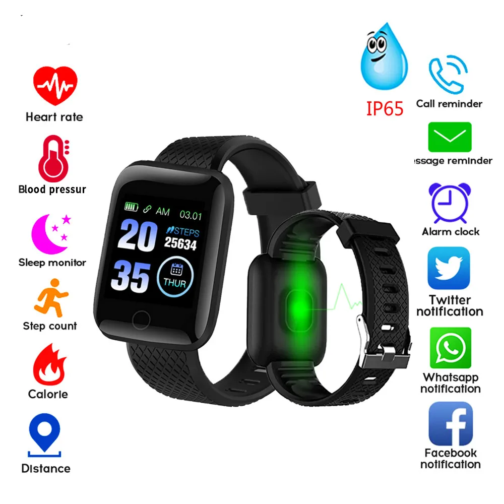 

116Plus Smart Watch Fitness Tracker Heart Rate Watch Blood Pressure Pedometer Smart Watch Sleep Monitor Waterproof Smart Band