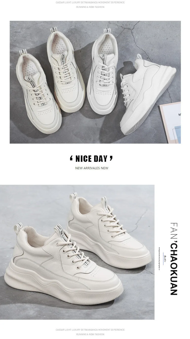 Fashion Leather Platform Ankle Boots Shoes Woman Thick Sole Lace-up Women Shoes Waterproof Heightening Shoes I3-04