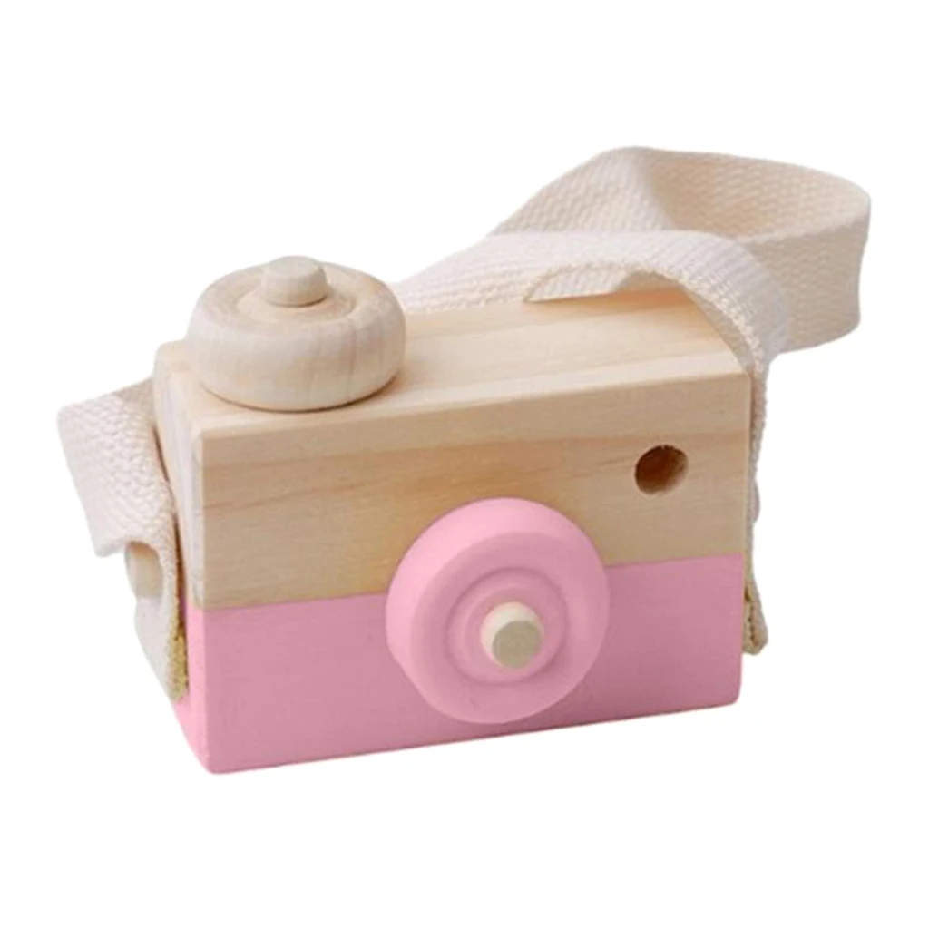 Wooden Mini Camera Toy Kids Nursery Room Hanging Decor Portable Toy Gift, 6 Colors for Choose