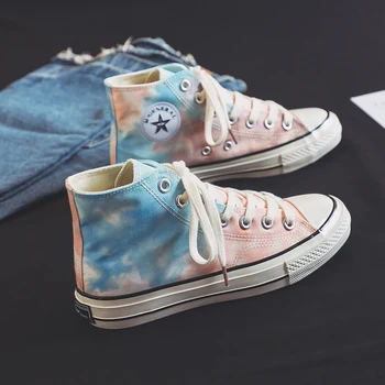 

Girl Canvas Shoes Women's 2020 Spring New Style Trendy Shoes Korean-style Ulzzang Chic Casual Sneakers Printing and Dyeing 35-40
