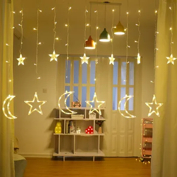 

Moon Star LED Light String Light Window Curtain String Light Room Decorative Lights String European Plug 220v Guirnalda Luces
