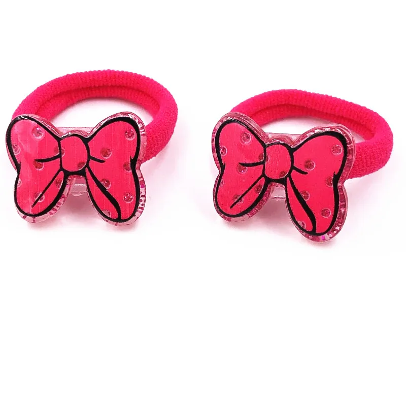 2Pcs Cartoon Minnie Mickey Bowknot Girls Hair Accessories Baby Headdress Elastics Hairbands Headband Rubber Bands Hair Bows