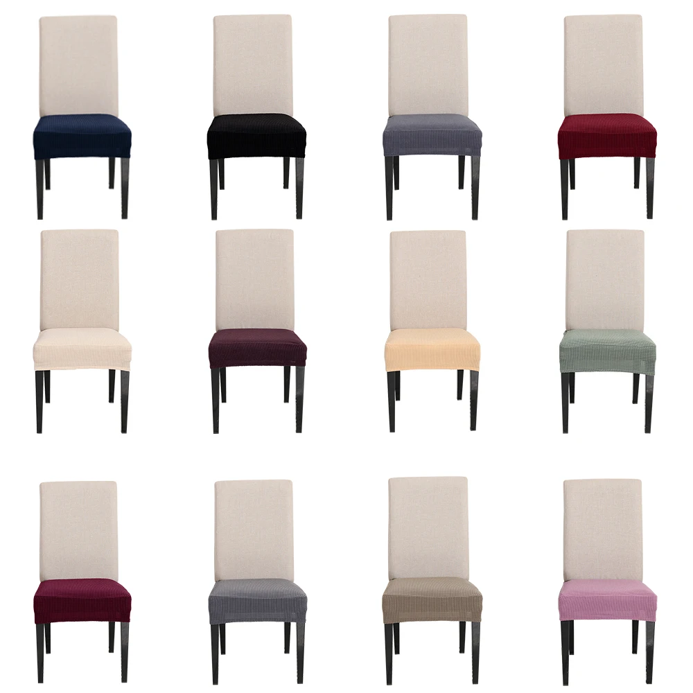 Hot Spandex Chair Cover Solid Color Dining Room Office Kitchen Elastic Chair Seat Cover Anti-dirty Chair Seat Protector Case New