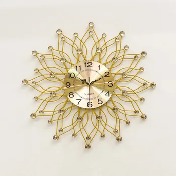 

Creative Wall Clock Modern Design European Style Metal & Crystal Diamond Clocks Large Metal Wall Watch Home Decor Silent