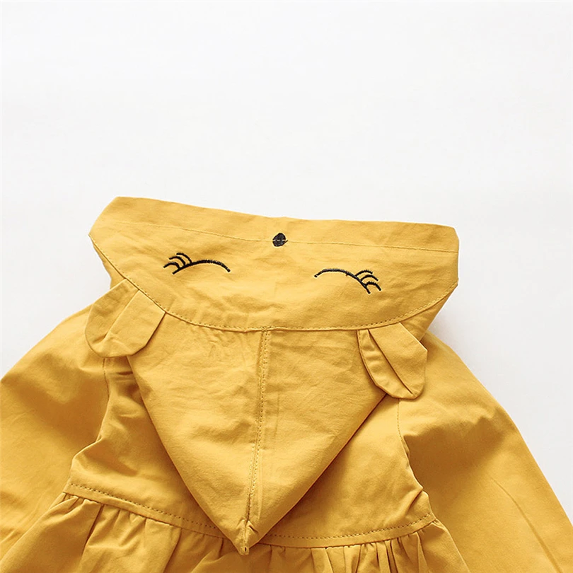 Baby Girls Cartoon Eyelash Ear Hooded Coat Outerwear Cute Toddler Children Bow Long Sleeved Windbreaker Jackets Clothes 2-6T A20