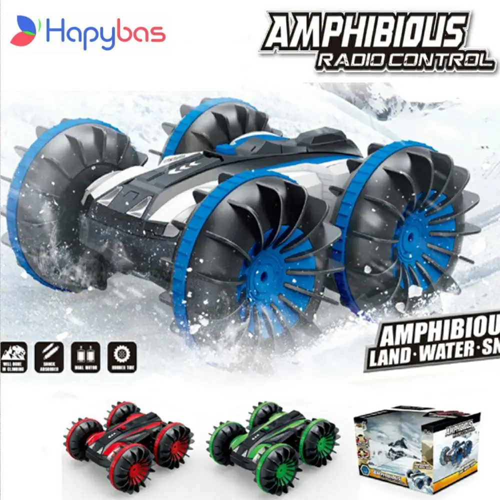 Stunt Car 360: vehículo anfibio teledirigido, coche acrobático teledirigido, rotación de 360 grados, impermeable, avanza en agua y en tierra por los dos lados, juguete eléctrico para niños