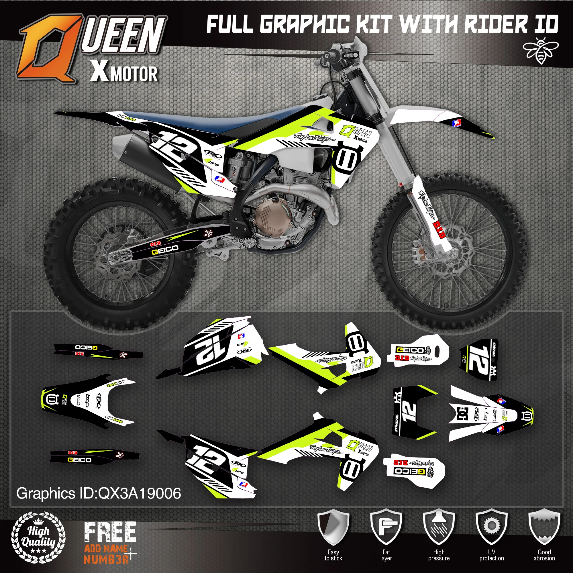 Оригинальные графические наклейки Queen X Engine Набор наклеек 3 м для Husqvarna наклейка 2019