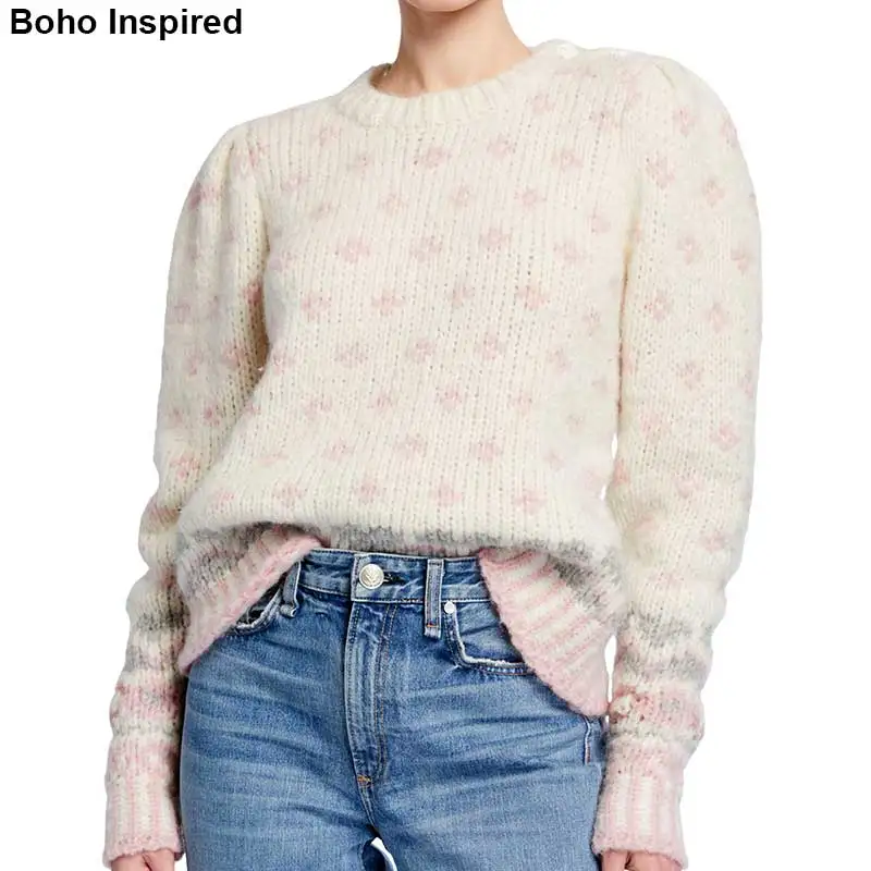 Богемный Вдохновленный свитер Rosie Heart со снежинками, Женский пуловер с длинным рукавом, зимняя одежда для женщин, повседневный джемпер