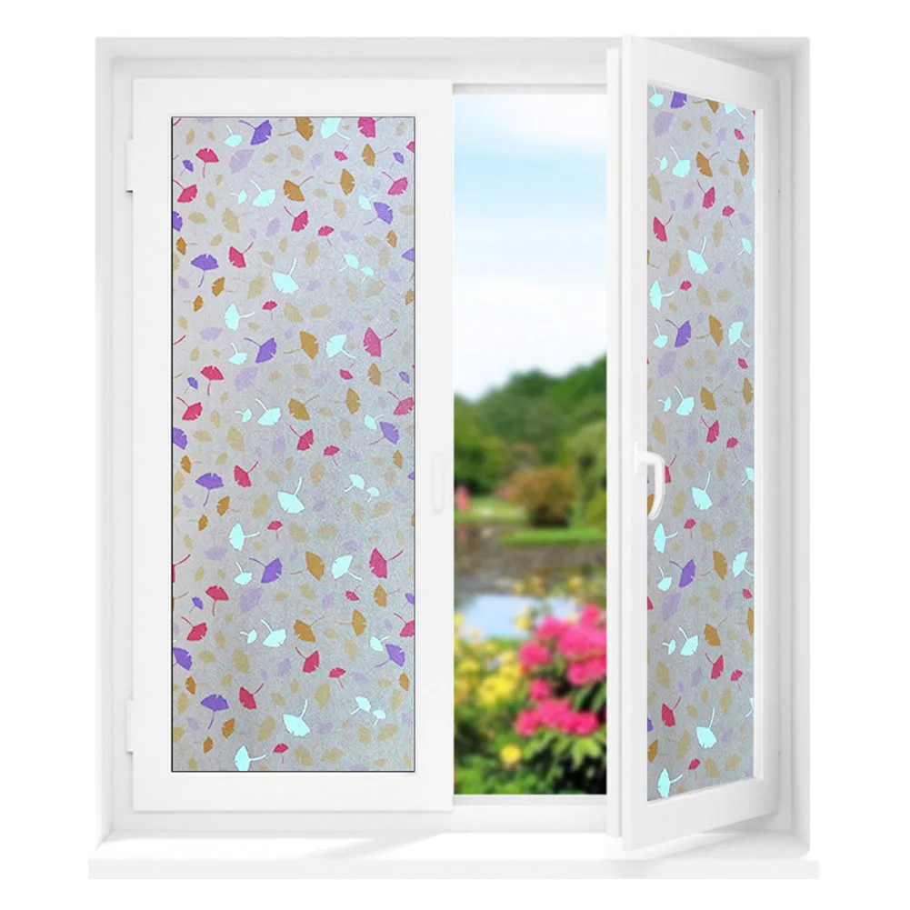 2 Glass Film Removable PVC Decorative No-Glue DIY Square Scratch Proof Door Opaque Window Frosted Colorful Bathroom - Цвет: 2