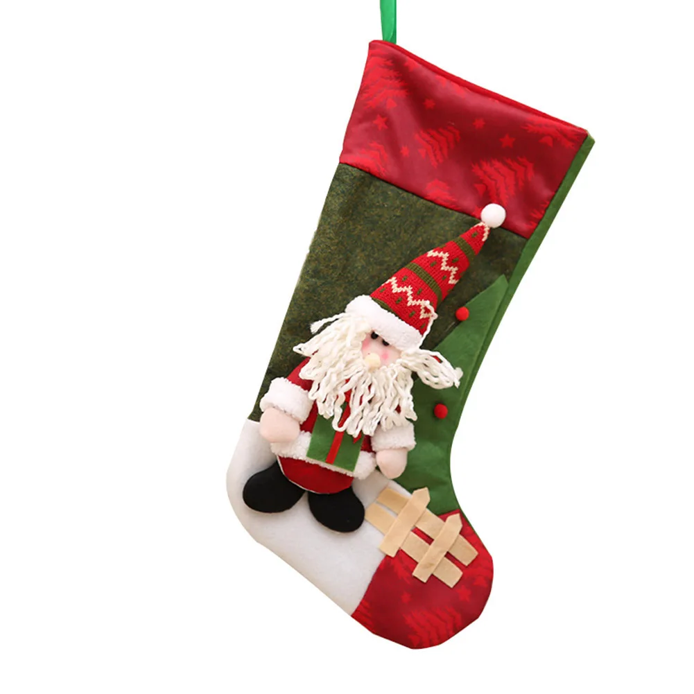 Christmas Stockings Sock Candy Gift Bag Xmas Tree Hanging Decoration for Holiday Party MU8669