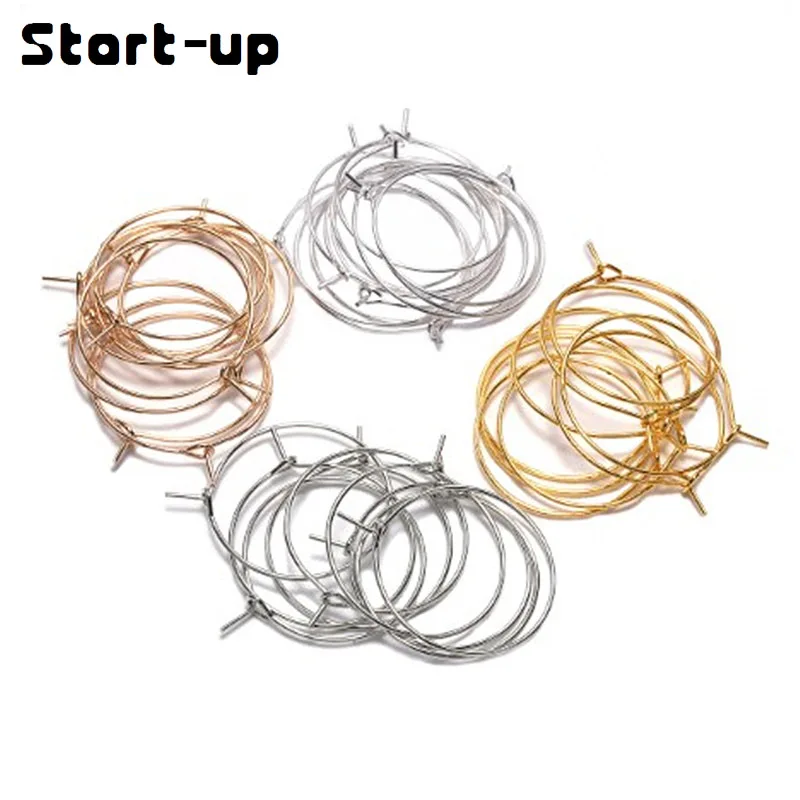 

50pcs DIY Earring Circle Ear Hoops Earrings Making Silver KC Gold Hoops Big Wires Supplies Jewelry Accessories