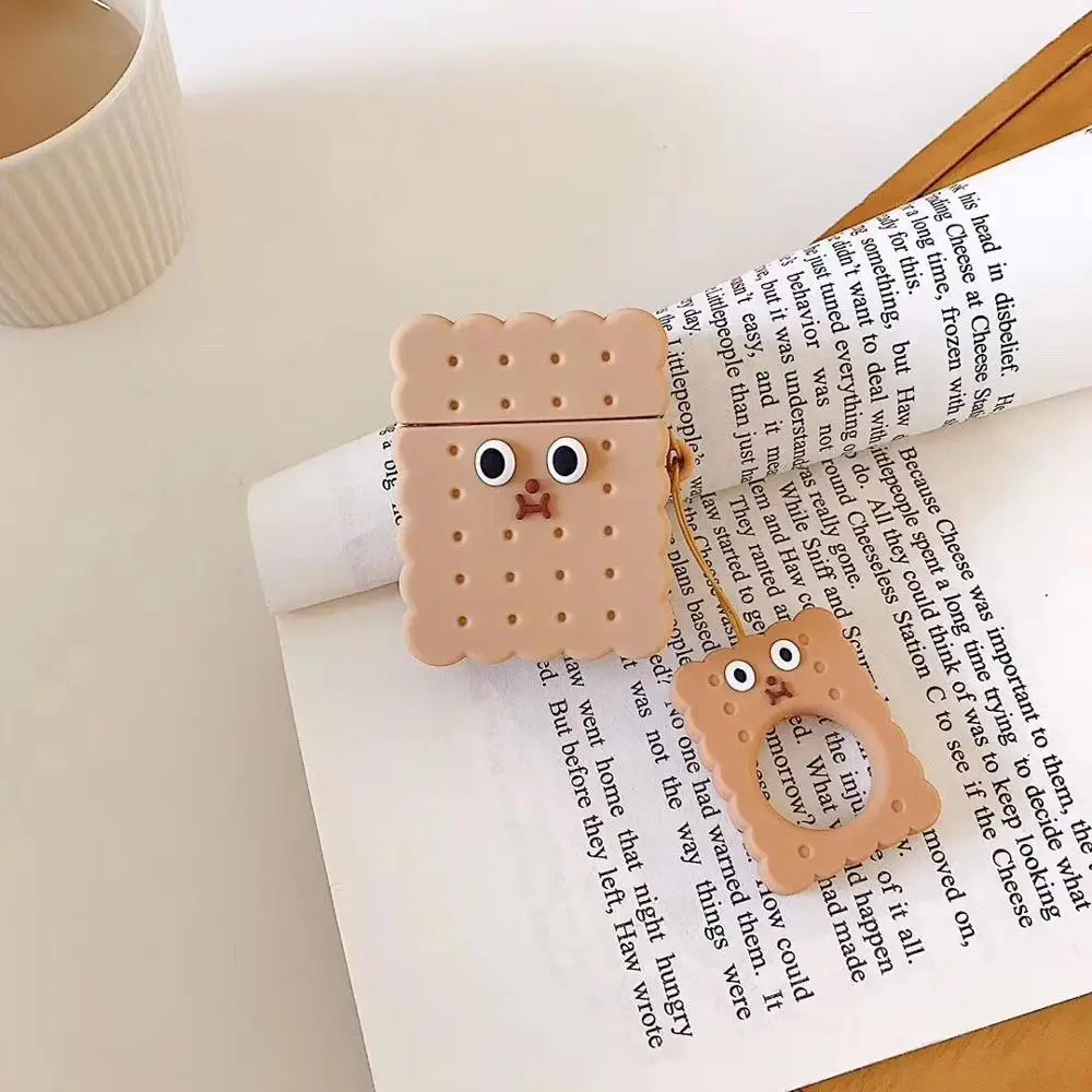 Мультяшное печенье с кольцом на палец для AirPods чехол Bluetooth беспроводные наушники чехол для Apple Airpods зарядная коробка крышка - Цвет: A