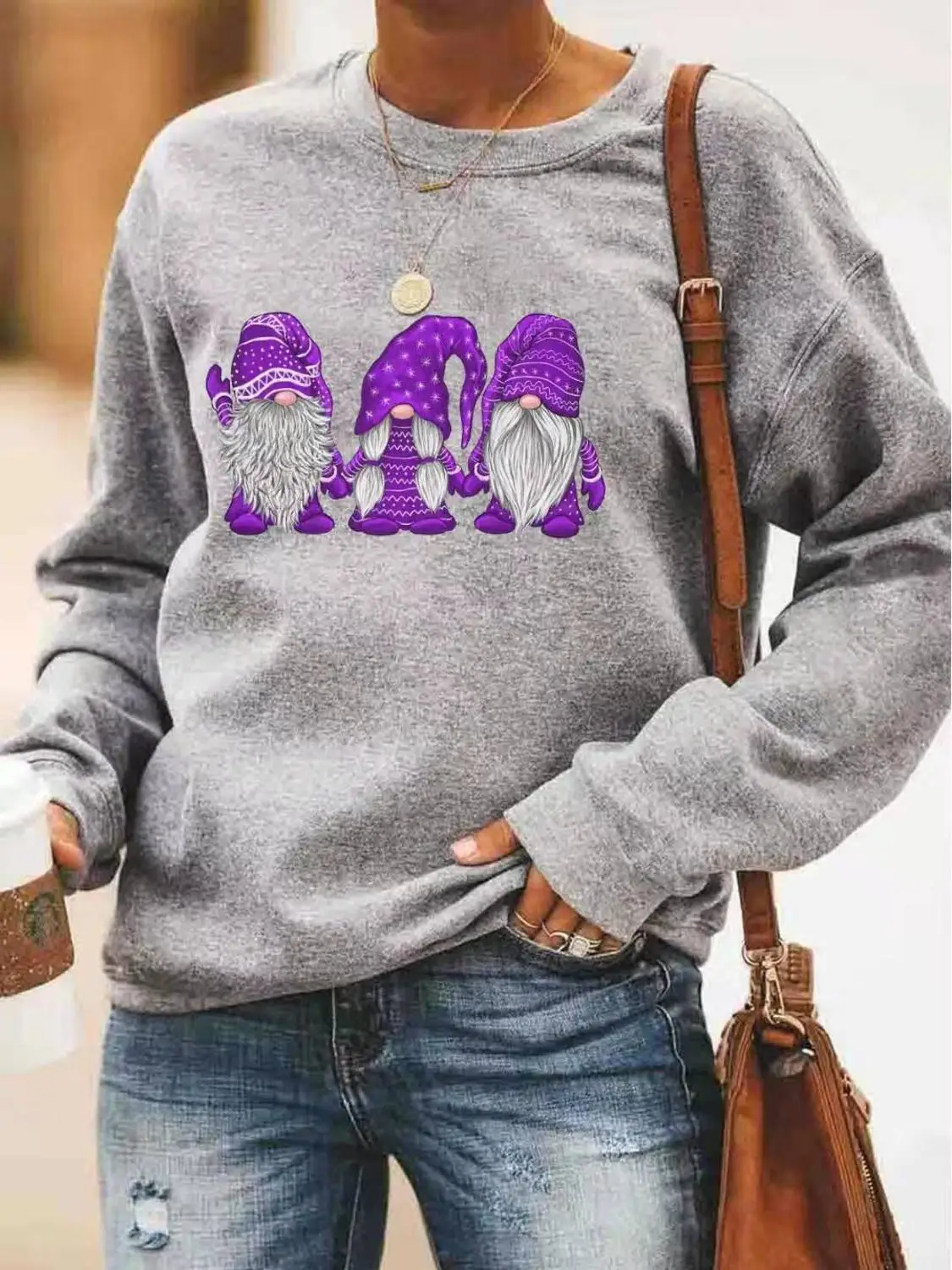 Purple Santa Рождественская Толстовка с капюшоном 3 Санта-Клауса, Женский Повседневный пуловер с длинным рукавом, хлопковый флисовый джемпер с принтом - Цвет: Purple Santa