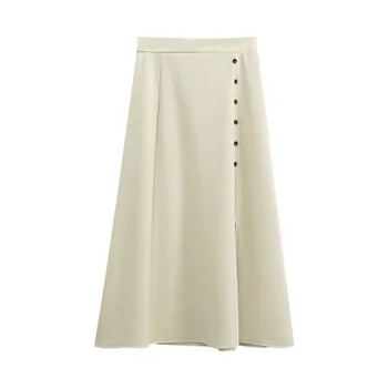 

Makuluya Spring Summer All-Match Women Lady A-Line Female Button Sheath Straight OL Split Slim Vintage Formal Modern Skirts MRL6