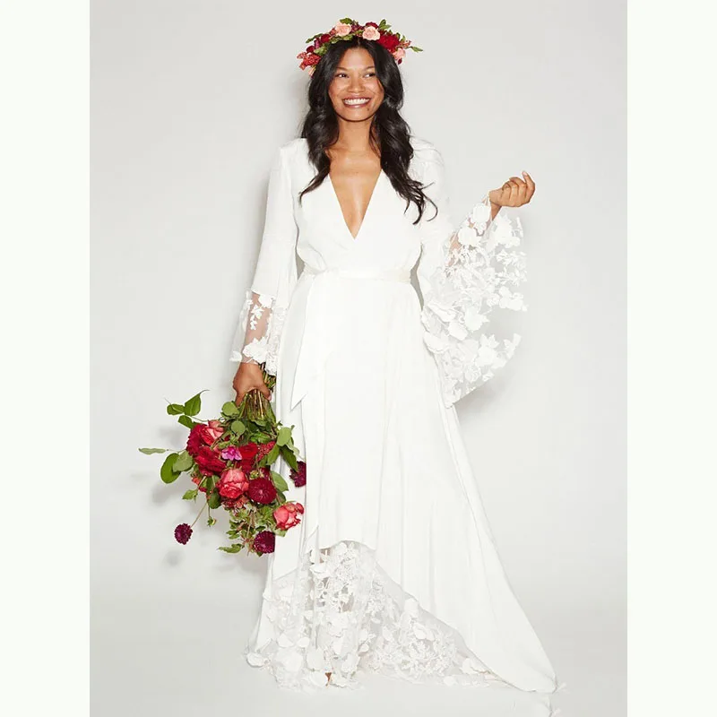 Sevintage размера плюс, пляжные свадебные платья в стиле хиппи, свадебные платья с длинными рукавами, кружевные suknia slubna