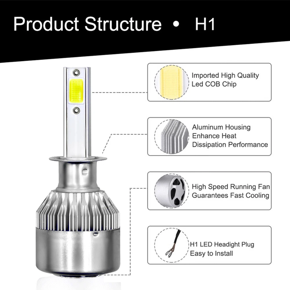 2 шт. светодиодный автомобиль C6headlight лампы H1 H3 H4 H7 H11 9005 9006 12/24V 36W 8000LM автомобильная фара дальнего света лампы автомобильные аксессуары