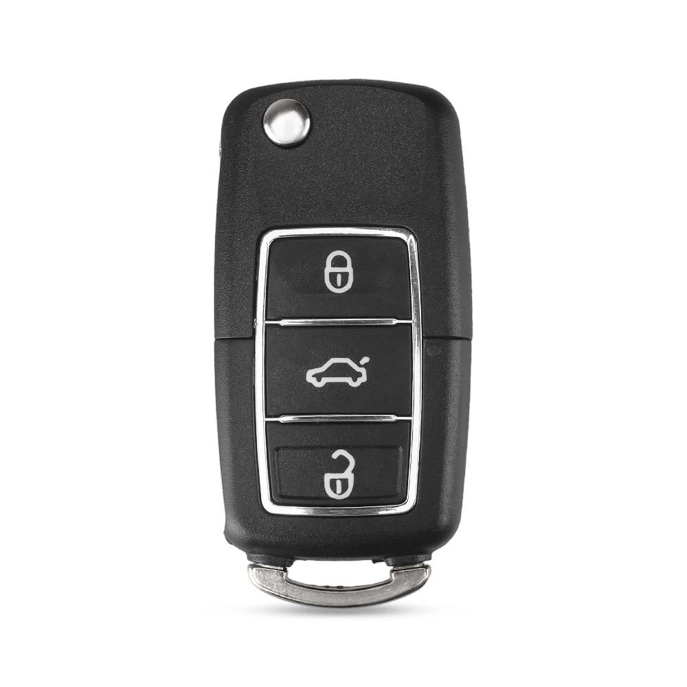 KEYYOU Автомобильный ключ оболочки для Volkswagen Vw Skoda Jetta Golf Passat Beetle Polo Bora 3 кнопки Замена флип дистанционного ключа Fov чехол - Цвет: Черный