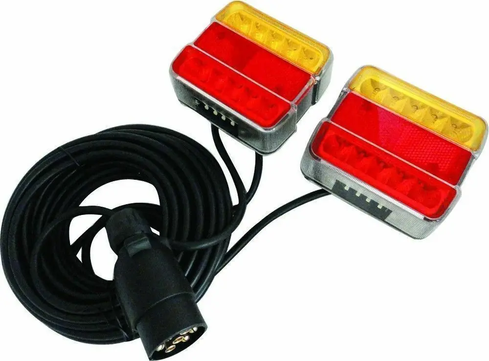 1Pair Caravan Magnetic 15 LED Trailer Towing Tail Light Rear Indicator Brake Reflector Number Plate Lights Lamp