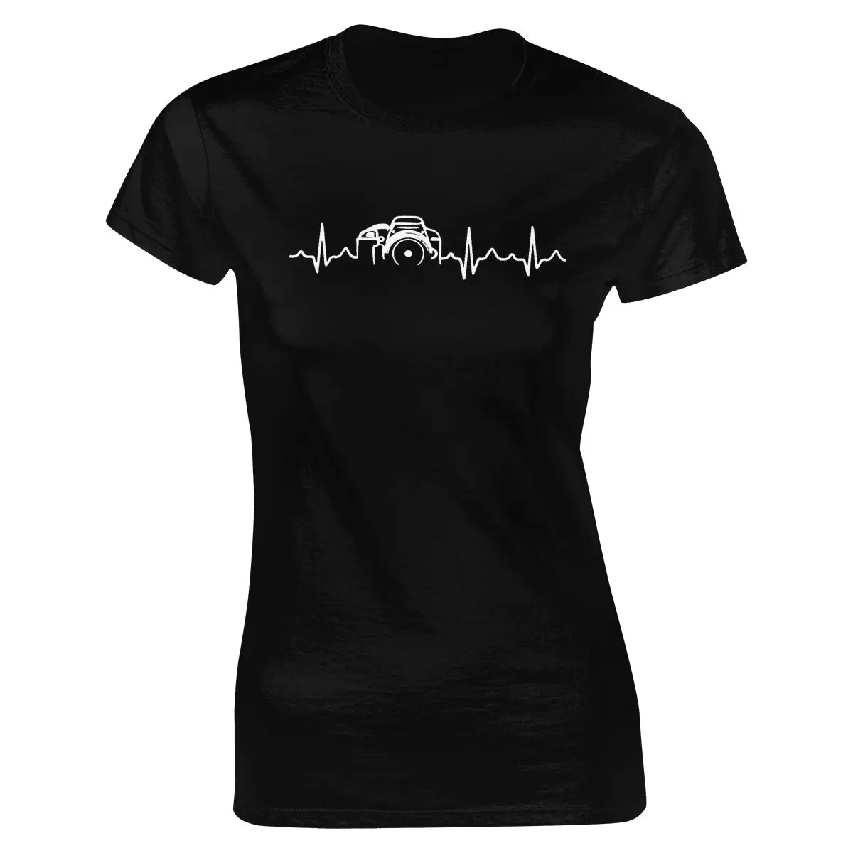 

ECG Photographer Heartbeat Camera Tee Shirt Print Harajuku Short Sleeve Crewneck BONADIAO Casual Cotton Summer O-neck Regular