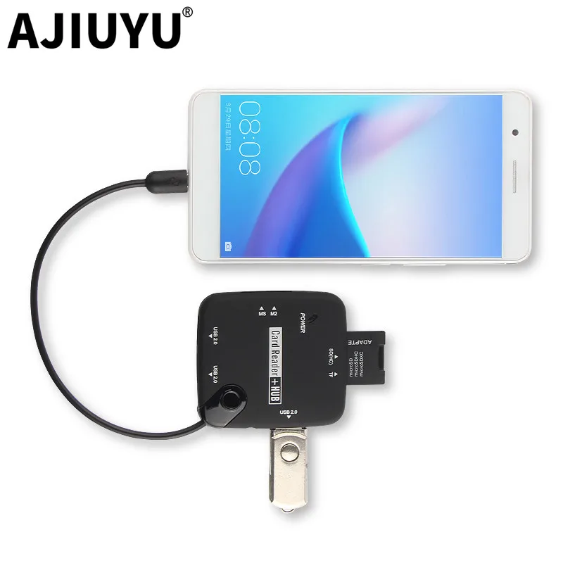 AJIUYU микро USB адаптер OTG SD TF кардридер HUB мобильный телефон Pad для Xiaomi Redmi Samsung Huawei LG