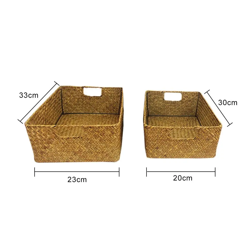 Rattan Weaving Storage Baskets Handmade Storage Basket Seagrass Belly Straw Garden Flower Pot Planter Laundry Basket Gift#D0
