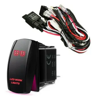 

Red LED Work Light Bar Toggle Rocker Switch + 40A Relay Wiring Harness Kit 12V