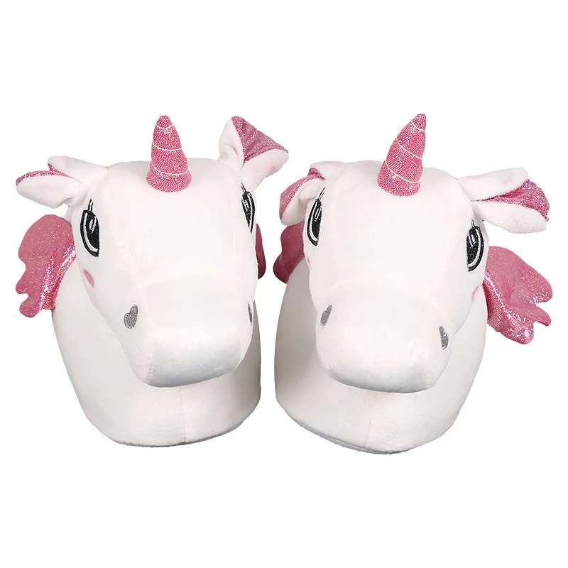 

Suihyung White Unicorn Slippers Kids Winter Children Non-slip Indoor Shoes Slip On Boy Girls Plush Cartoon Slippers Cotton Shoes
