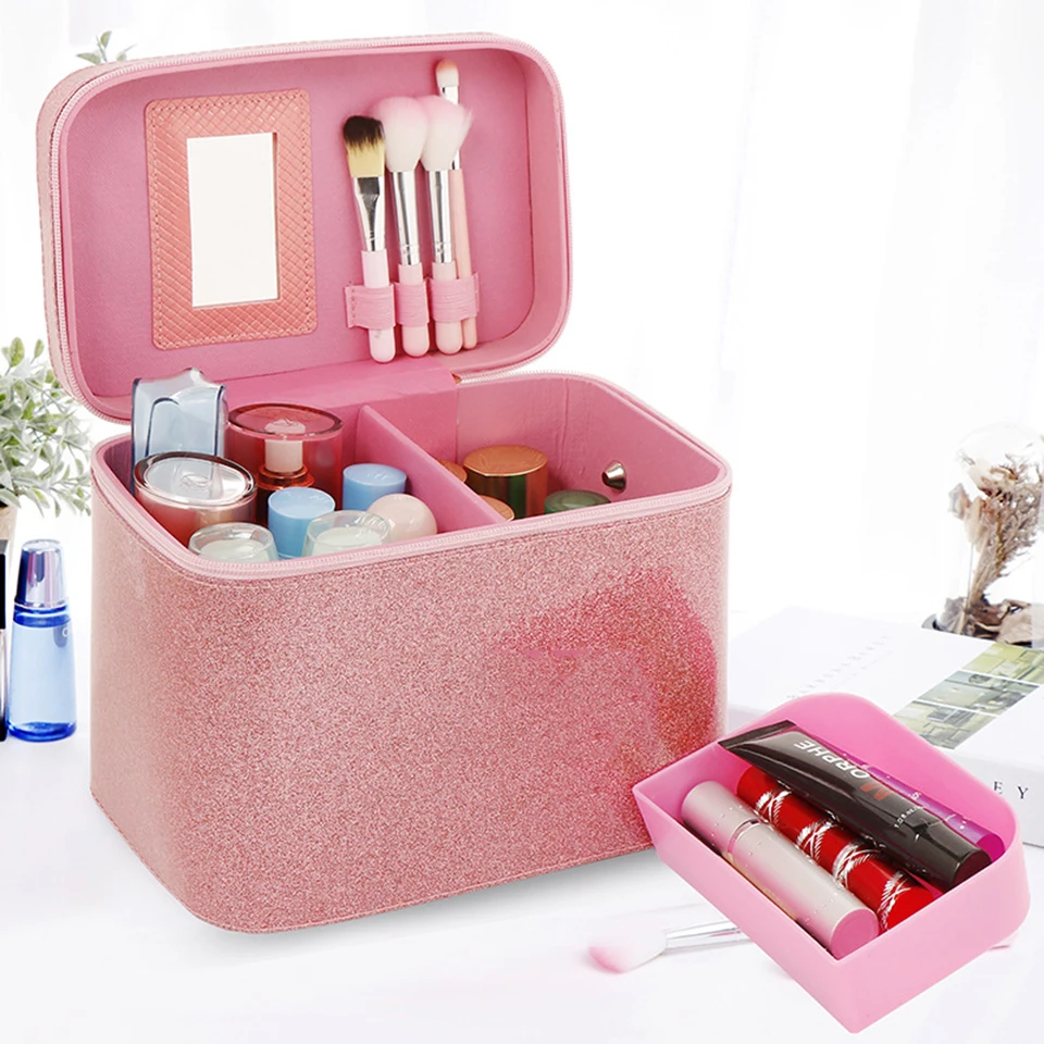 Oswego Make Up Case портативная Косметичка женская коробка для хранения для ухода за кожей Водонепроницаемая дорожная косметичка большой вместительности чехол Новинка - Цвет: large with box