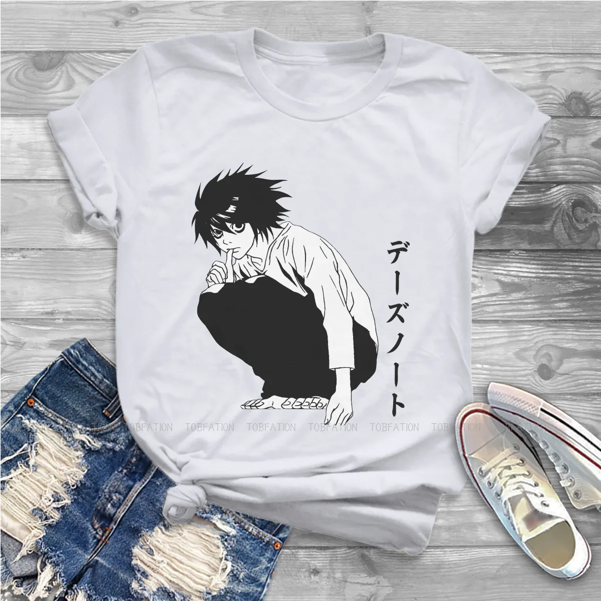 Ryuzaki Vintage Women TShirt Death Note Light Yagami Ryuk Anime O Neck  Girls Tops 100% Cotton Lady T Shirt Funny Fashion Gift - AliExpress