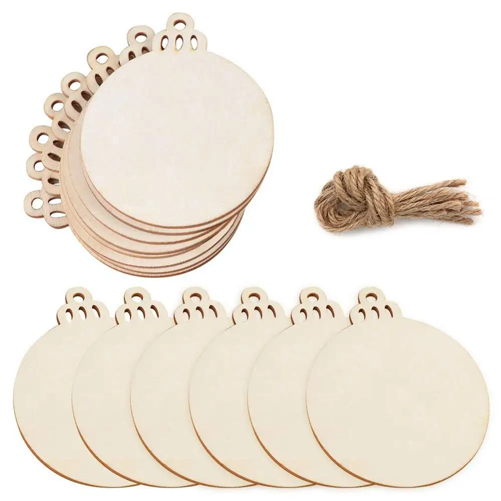 Christmas Decorations for Tree DIY Wooden Pendants Christmas Decorations Ornaments for Home Christmas Gifts 50pcs