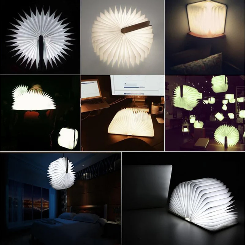 

Wooden Foldable LED Book Lamp USB Rechargeable Multi-Color_Light Decoration