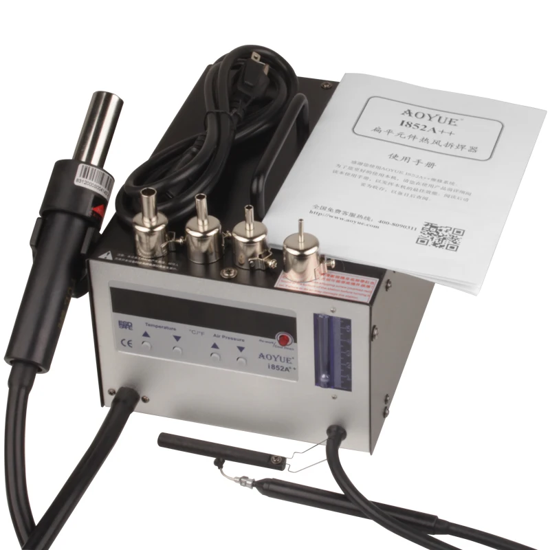 

220V AOYUE 852A++ Digital Readout Soldering Station Hot Air Gun + IC Suction Pen