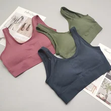 Модный трикотажный бюстгальтер с мягкими чашечками, женский летний бесшовный жилет для фитнеса