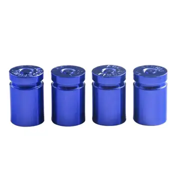 

4 Pcs Auto/Bike Tire Aluminum Alloy Bullet Casings Dust Valve Gas Cap Blue