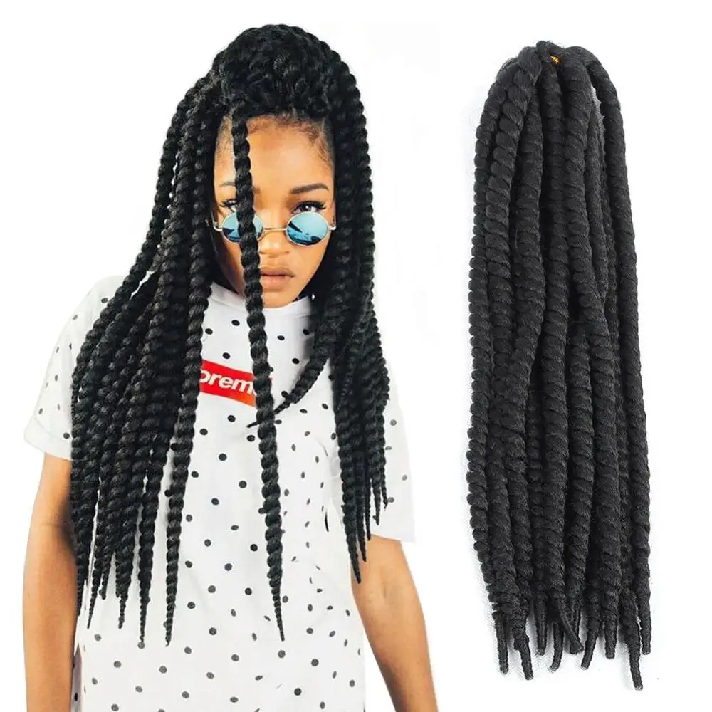 

Kong&Li 22Inch Jumbo havana Mambo Twist Crochet Braid Synthetic Hair Extensions Crochet Twist Braids 12 Root/Pack