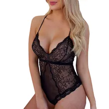 Новая горячая женская пижама плюс размер черная сетка из шнурков v-образным вырезом без рукавов боди белье домашняя одежда вещи для сна A35