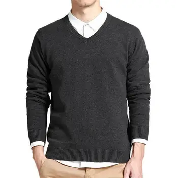

2019 New style Fashion Male autumn slim fit Leisure pure cotton knit shirts/Men's High quality v-neck Set head sweaters S-XXXL