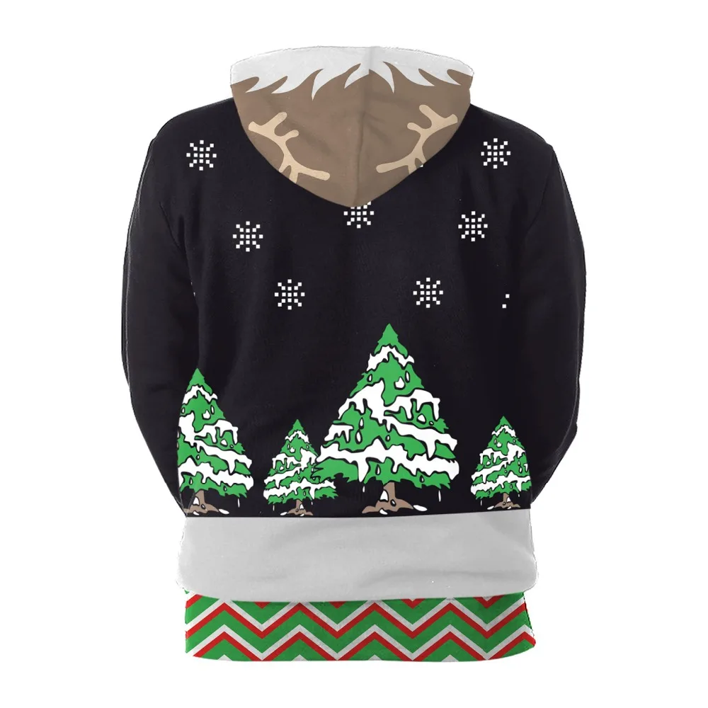 Anime Christmas cartoon new Christmas holiday reindeer 3D code printing hooded sweater cosplay costume anime unisex