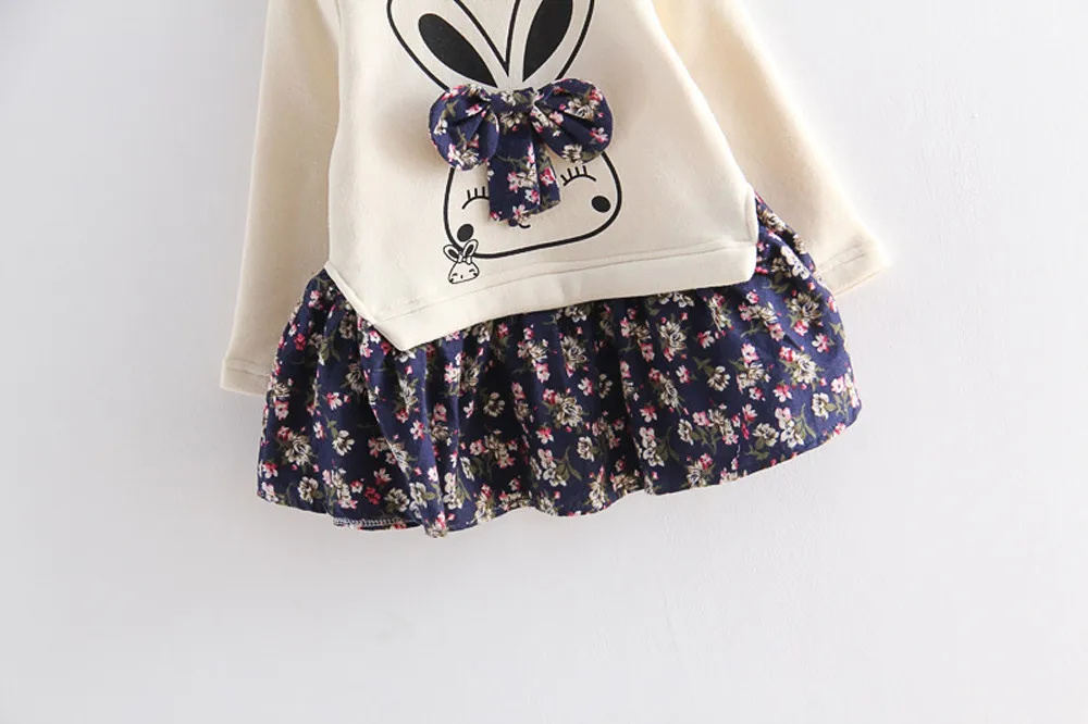 Модное платье для маленьких девочек; праздничное платье принцессы с рисунком кролика, кролика и цветочным рисунком; Детские платья для девочек;# G2