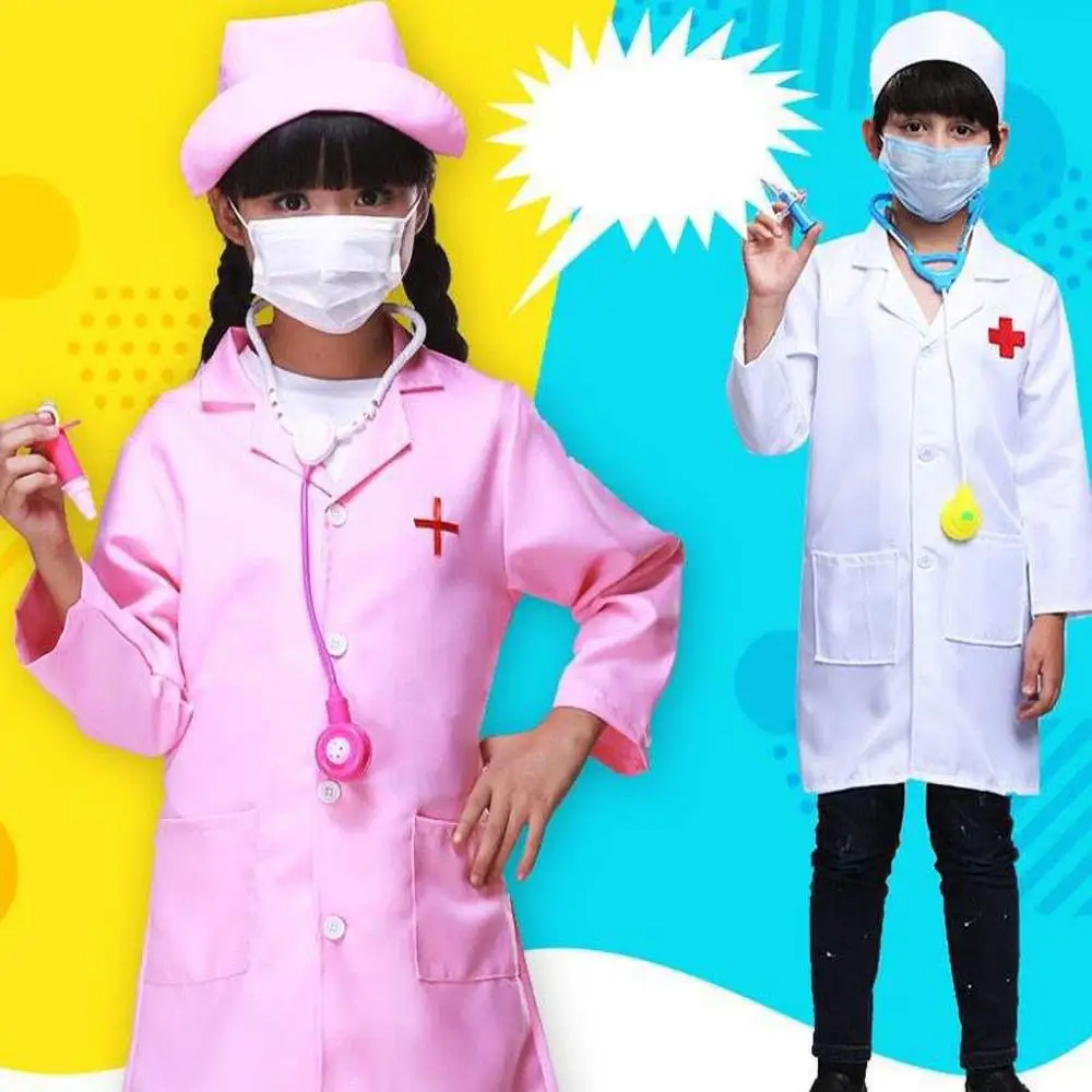

1 Set Children's Clothing Role Play Costume Doctor's Overall White Gown Nurse Uniform Educational Doctor Toy For Kids Gift