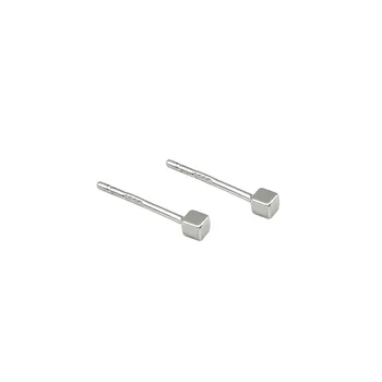 

925 Sterling Silver Stud Earrings For Women Girls 2mm Square Studs Simple Style Nortic Small Stud Fine Jewelry Hypoallergenic
